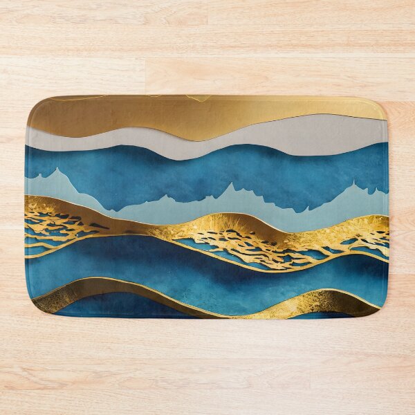 Item preview, Gold and Blue Ocean Waves designed and sold by Golden-Feathers.