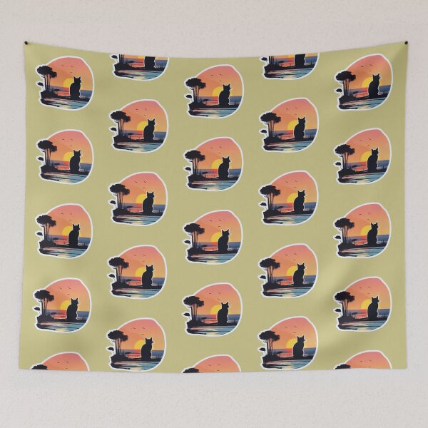 Item preview, cat and sunset designed and sold by SketchysDESIGNS.