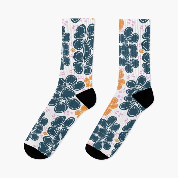 Item preview, Navy and Orange Flower Print  designed and sold by LavishWithLove.