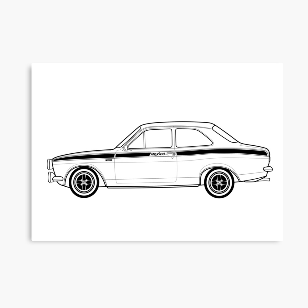 FORD ESCORT Mk1 MEXICO POSTER Car Silhouette A4 A3 A2 Art Print