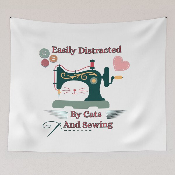 Item preview, Easily Distracted By Cats And Sewing designed and sold by Wiss2Arts.