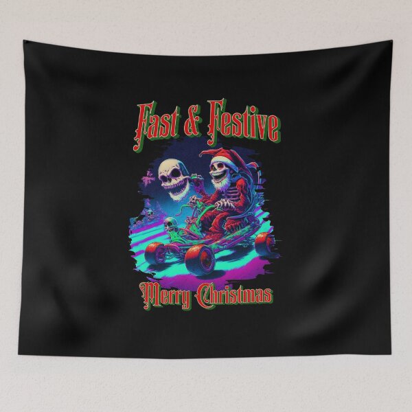 Item preview, Fast & Festive Merry Christmas Happy Skull Skeleton Go Kart Racing Funny Karting Xmas designed and sold by CarantinedChaos.