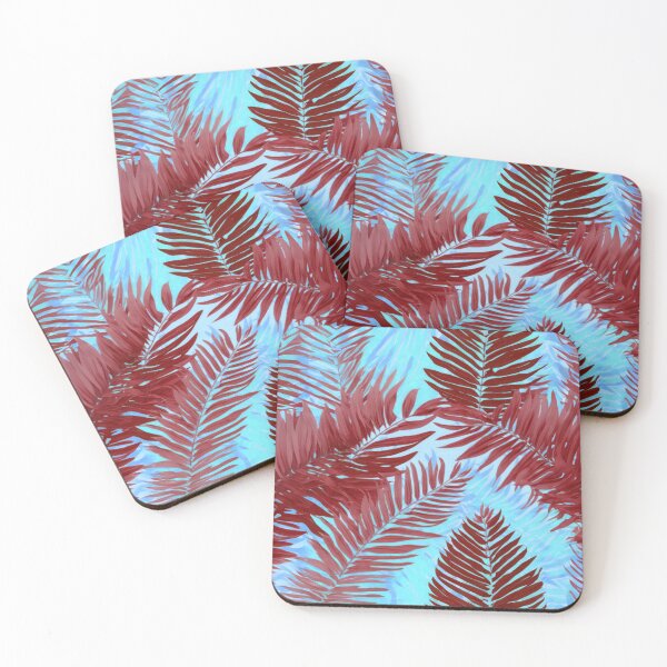 Item preview, Red Neon Tropical Vintage Fern Pastel Palm Trees Pattern Home Décor designed and sold by SassyArtistry.