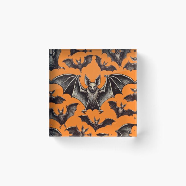 Item preview, "Classic Bat Pattern - Vibrant Orange Background, HD Illustration" designed and sold by lujubraga.