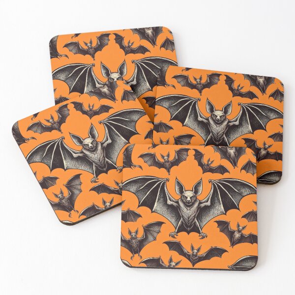 Item preview, "Classic Bat Pattern - Vibrant Orange Background, HD Illustration" designed and sold by lujubraga.