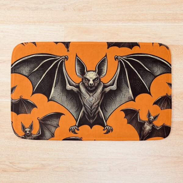 Item preview, "Classic Bat Pattern - Vibrant Orange Background, HD Illustration" designed and sold by lujubraga.