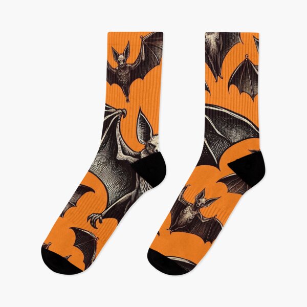 Item preview, "Classic Bat Pattern - Vibrant Orange Background, HD Illustration" designed and sold by lujubraga.