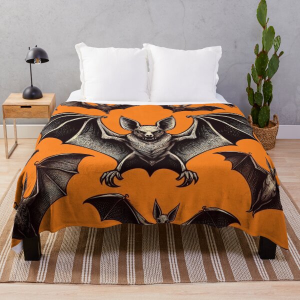 Item preview, "Classic Bat Pattern - Vibrant Orange Background, HD Illustration" designed and sold by lujubraga.