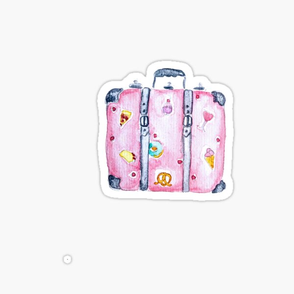 Watercolor Travel Suitcase Illustration - Travel Lovers - Travelers - Journey - Voyage - Trip Sticker
