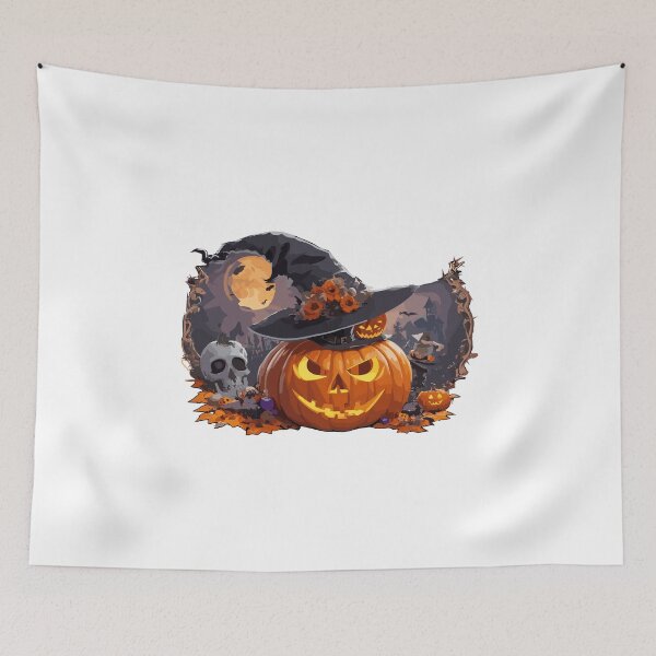 Item preview, A large pumpkin in the background on a Halloween night designed and sold by AlejaJorgeShop.