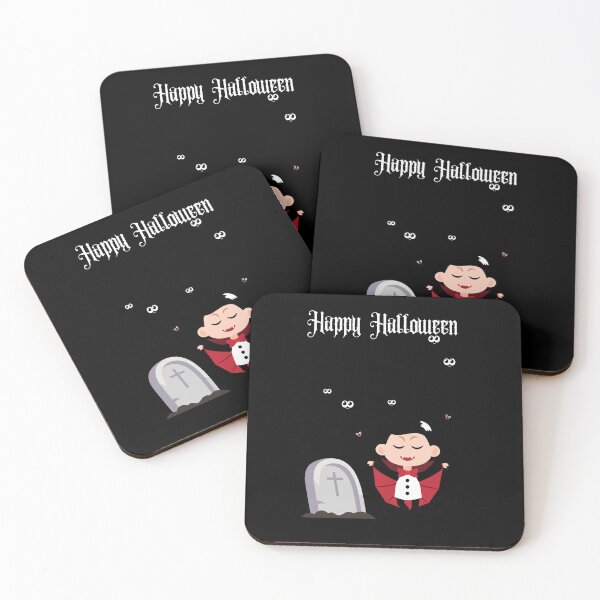 Item preview, Happy Halloween Invitation and Art with cute vampire with a black vampire cape designed and sold by KinsOfTheArts.