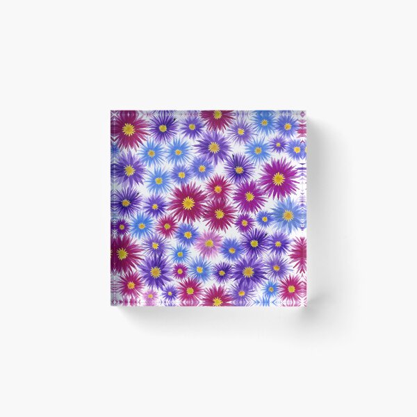 Item preview, Autumn Asters - bright floral daisies in blue, pink, magenta, red, purple, lavender designed and sold by ReesaAnneArt.