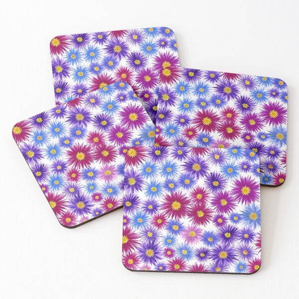 Item preview, Autumn Asters - bright floral daisies in blue, pink, magenta, red, purple, lavender designed and sold by ReesaAnneArt.