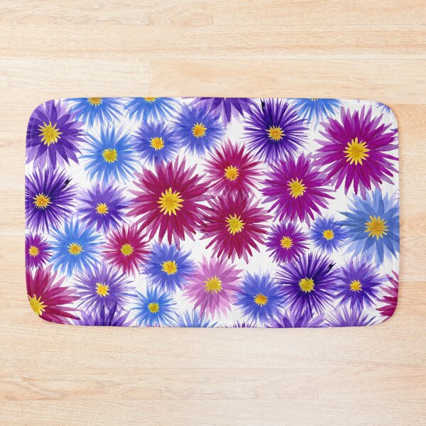 Item preview, Autumn Asters - bright floral daisies in blue, pink, magenta, red, purple, lavender designed and sold by ReesaAnneArt.