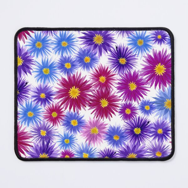 Item preview, Autumn Asters - bright floral daisies in blue, pink, magenta, red, purple, lavender designed and sold by ReesaAnneArt.