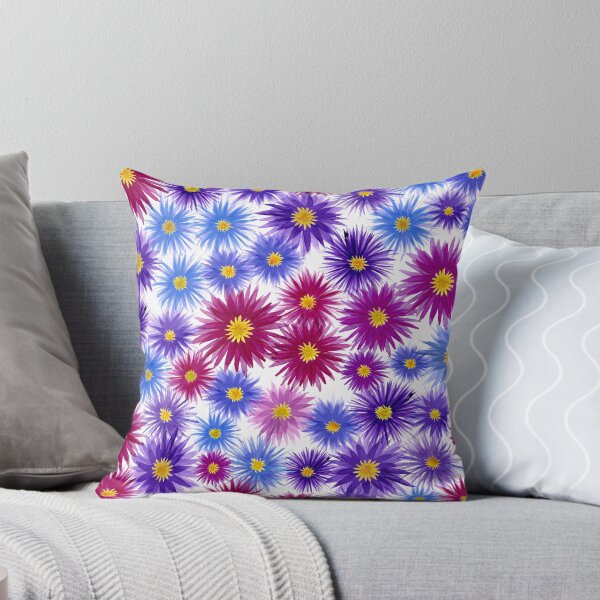 Item preview, Autumn Asters - bright floral daisies in blue, pink, magenta, red, purple, lavender designed and sold by ReesaAnneArt.