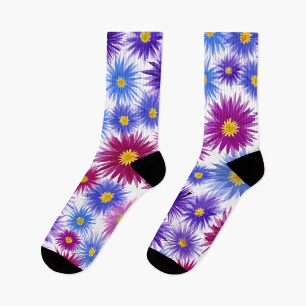 Item preview, Autumn Asters - bright floral daisies in blue, pink, magenta, red, purple, lavender designed and sold by ReesaAnneArt.