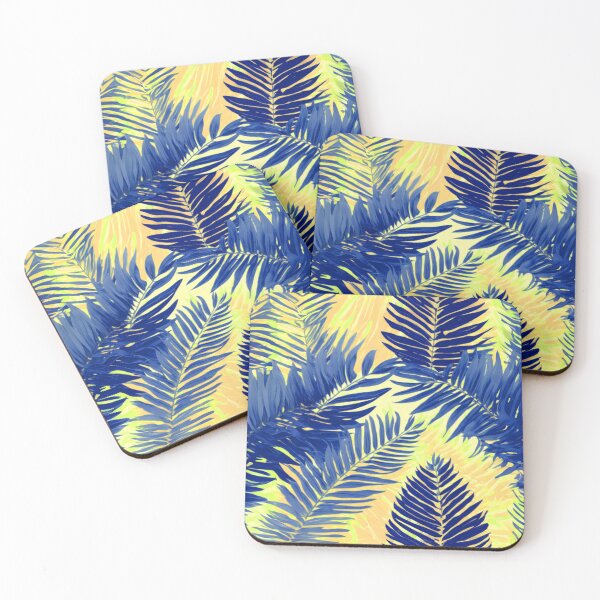 Item preview, Blue Neon Tropical Vintage Fern Pastel Palm Trees Pattern Home Décor designed and sold by SassyArtistry.