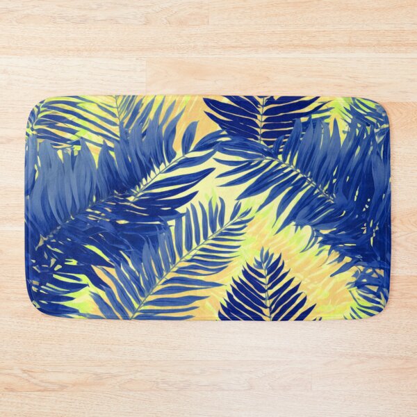 Item preview, Blue Neon Tropical Vintage Fern Pastel Palm Trees Pattern Home Décor designed and sold by SassyArtistry.
