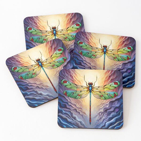 Item preview, Dragonfly Stained Glass Cartoon designed and sold by druidwolfart.