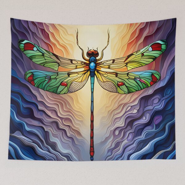 Item preview, Dragonfly Stained Glass Cartoon designed and sold by druidwolfart.