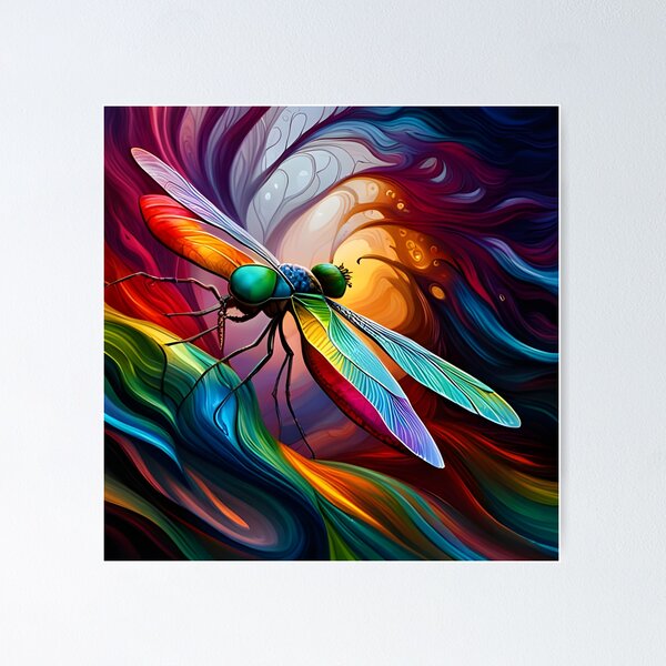 Abstract Painting newest Acrylic Abstract Dragonfly Wings Libelle Red Yellow Painting Collage Art on Cardboard