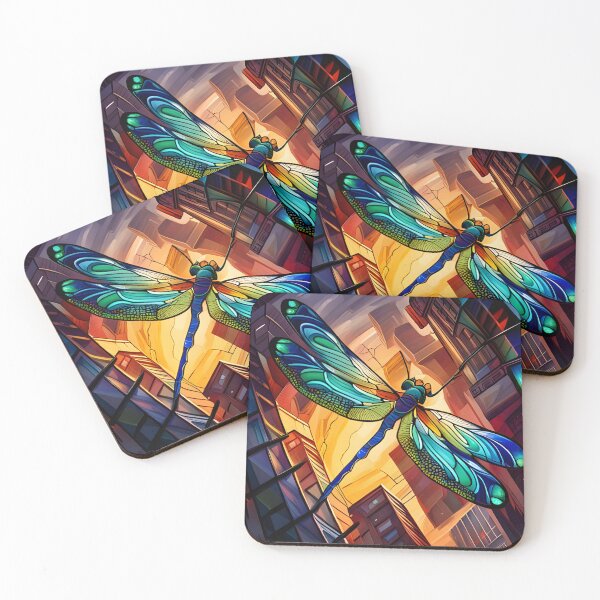 Item preview, Dragonfly Stained Glass Cartoon designed and sold by druidwolfart.