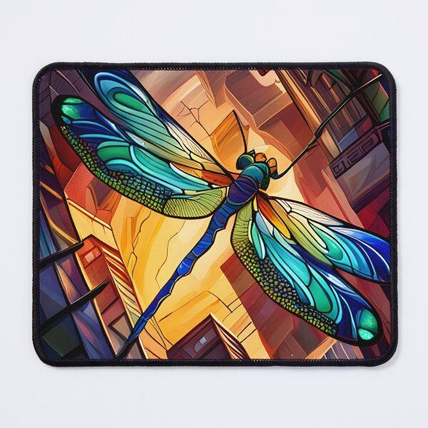 Item preview, Dragonfly Stained Glass Cartoon designed and sold by druidwolfart.