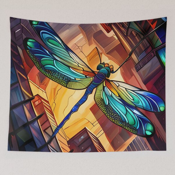 Item preview, Dragonfly Stained Glass Cartoon designed and sold by druidwolfart.