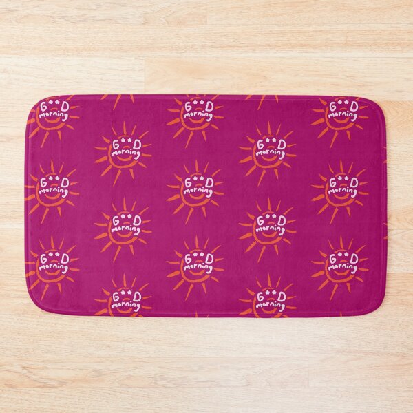 Item preview, Good morning, white handwritten letters, greeting the day, against the background of an orange sun designed and sold by SplashTastic.