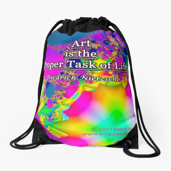 Art is the Proper Task of Life Drawstring Bag