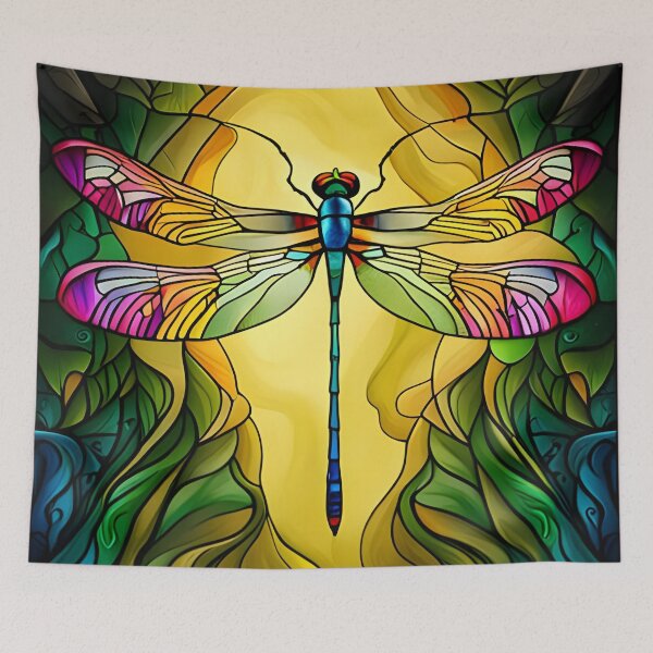 Item preview, Dragonfly Stained Glass Cartoon designed and sold by druidwolfart.