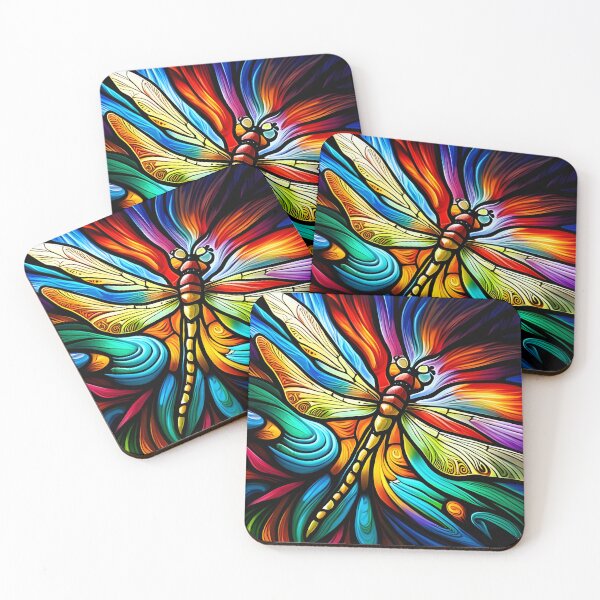 Item preview, Dragonfly Stained Glass Cartoon designed and sold by druidwolfart.