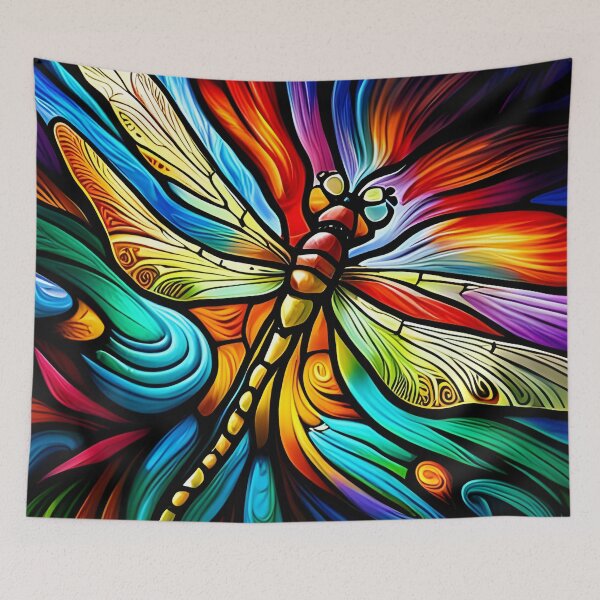 Item preview, Dragonfly Stained Glass Cartoon designed and sold by druidwolfart.