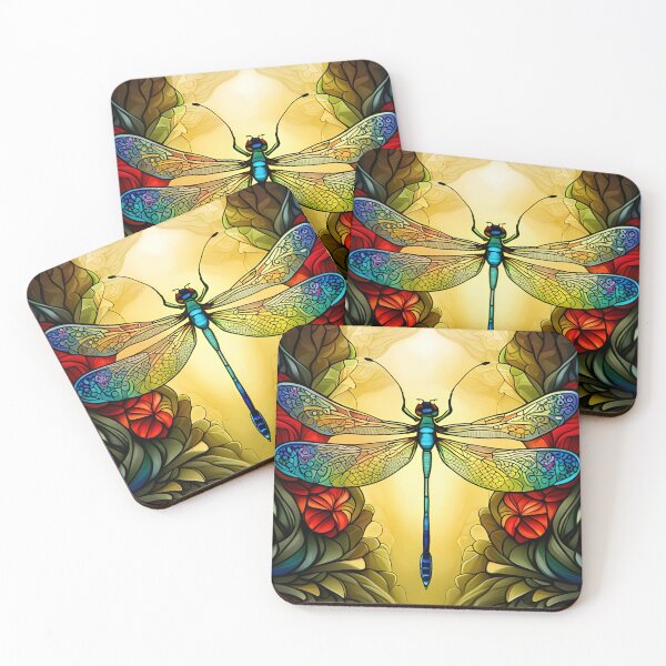 Item preview, Dragonfly Stained Glass Cartoon designed and sold by druidwolfart.