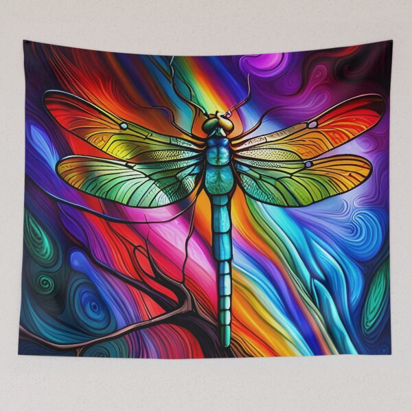 Item preview, Dragonfly Stained Glass Cartoon designed and sold by druidwolfart.