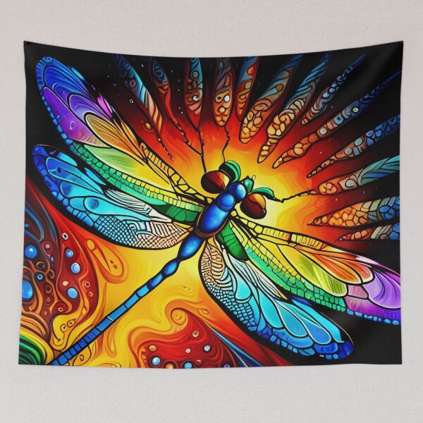 Item preview, Dragonfly Stained Glass Cartoon designed and sold by druidwolfart.