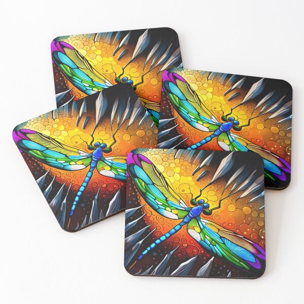 Item preview, Dragonfly Stained Glass Cartoon designed and sold by druidwolfart.