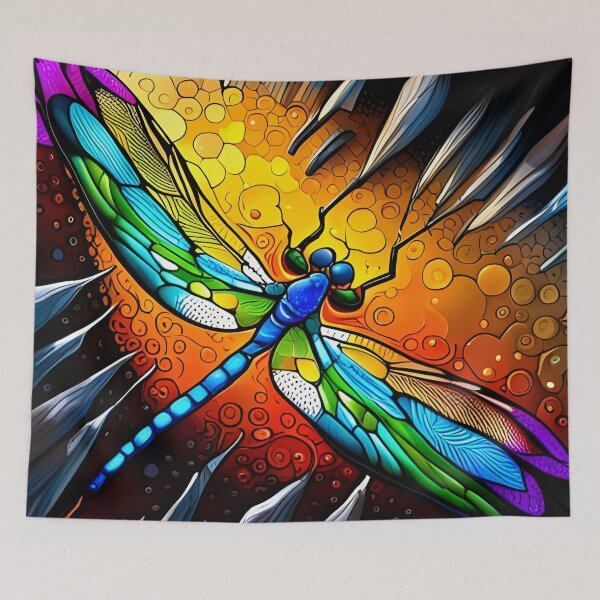 Item preview, Dragonfly Stained Glass Cartoon designed and sold by druidwolfart.