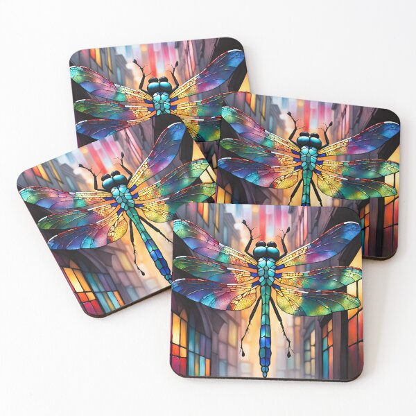 Item preview, Dragonfly Stained Glass Cartoon designed and sold by druidwolfart.