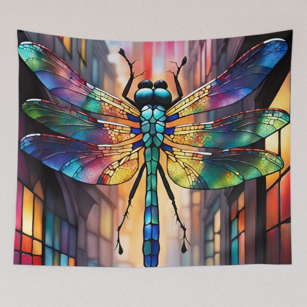 Item preview, Dragonfly Stained Glass Cartoon designed and sold by druidwolfart.