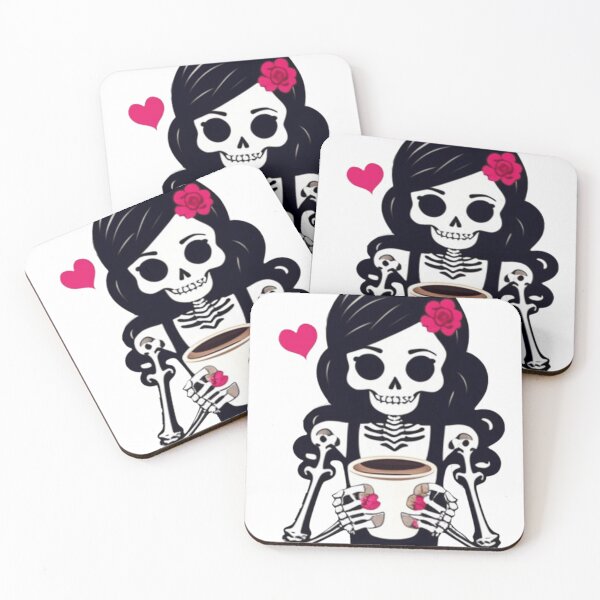 Item preview, Female Skeleton, Halloween Coffee Drinking Skeleton designed and sold by ishitastore08.