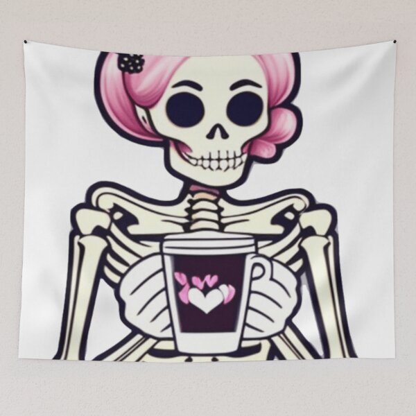 Item preview, Female Skeleton, Halloween Coffee Drinking Skeleton designed and sold by ishitastore08.