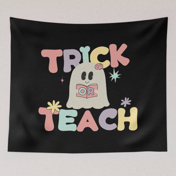 Item preview, trick or teach boo spooky teacher groovy retro vintage designed and sold by TNwandesignart.
