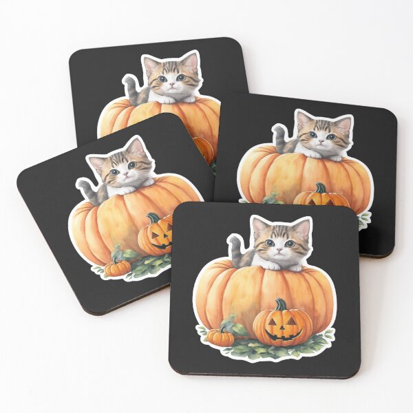 Item preview, Halloween Cute Kawaii Cat with Pumpkin designed and sold by JaiStudio.