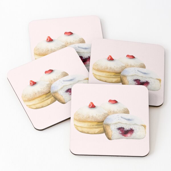 Item preview, Delicious watercolor Hanukkah donuts for stickers, prints, magnets, t shirts designed and sold by Elena Malgina.