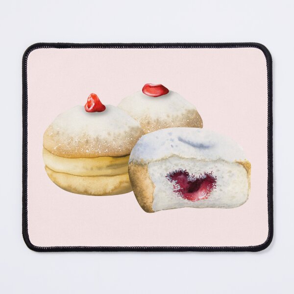 Item preview, Delicious watercolor Hanukkah donuts for stickers, prints, magnets, t shirts designed and sold by Elena Malgina.