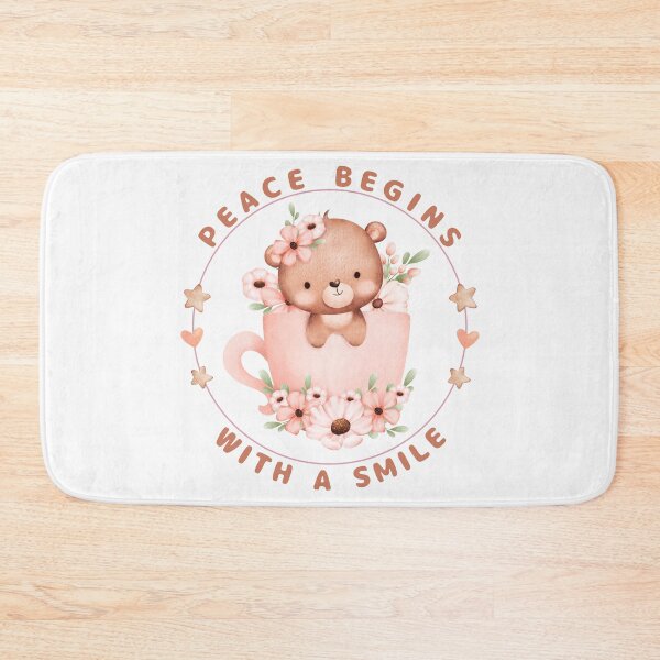 Item preview, Peace Begins with a Smile with Cute Bear, coffee cup designed and sold by Mika2525-smile.