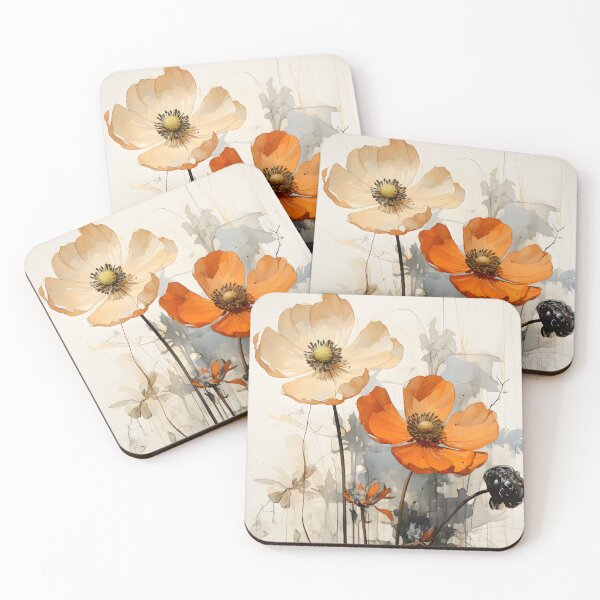 Item preview, Orange and yellow poppy painting designed and sold by inkArtistryfine.