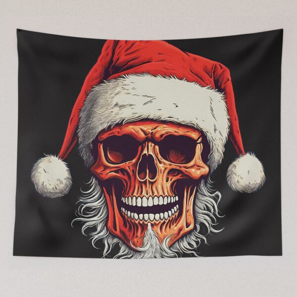 Item preview, A skull with Santa Claus’s hat designed and sold by Linework Studio.
